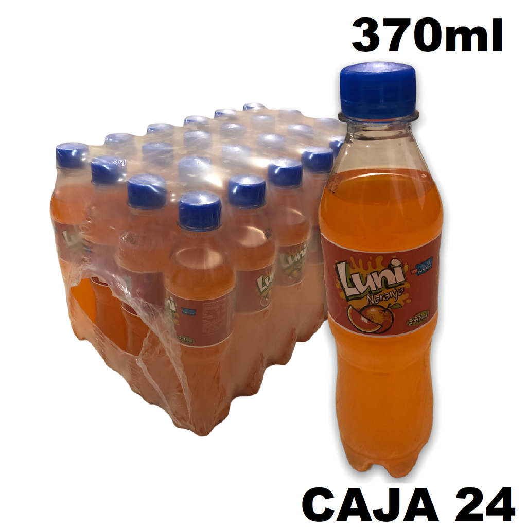 CAJA LUNI NARANJA PLASTICO 455ML 24 UNIDADES