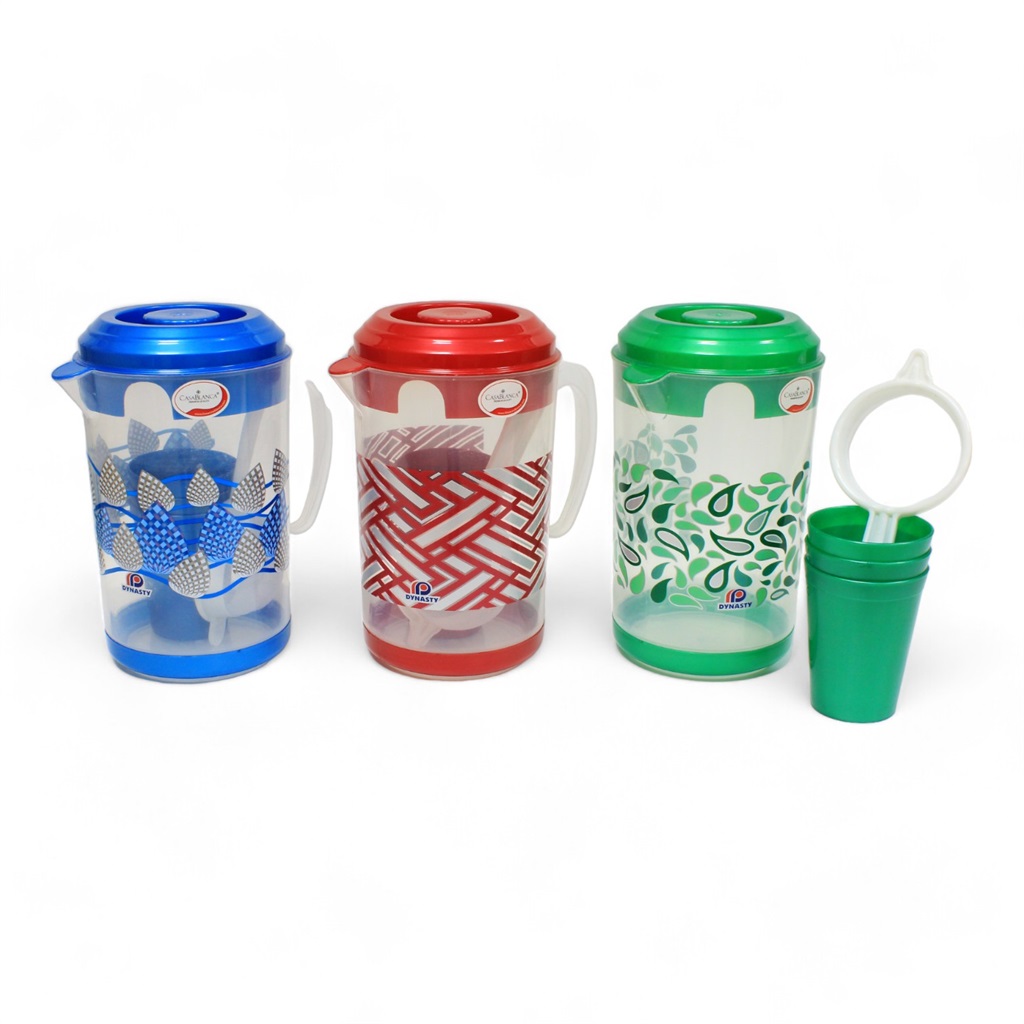 JARRA PLASTICA 2.6L CON COLADOR Y 3VASOS