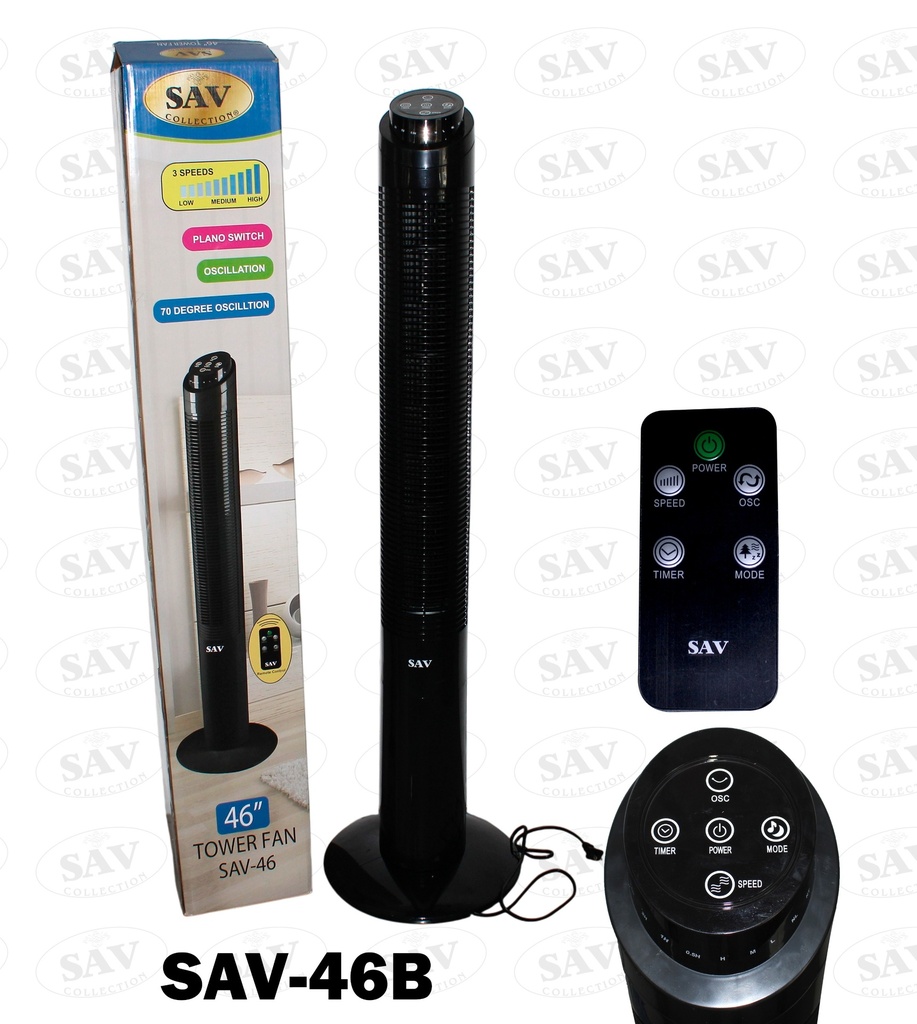 ABANICO DE TORRE 46" SAV NEGRO