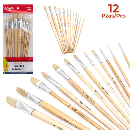 [A579-SET] PINCELES PLANO 12pza ETERNA